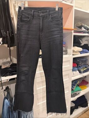 MOTHER Black Lil Hustler Ankle Fray Jeans